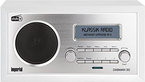 IMPERIAL Radio numérique DABMAN 30 (DAB+/DAB/FM, entrée auxiliaire, alimentation incluse) blanche, mono