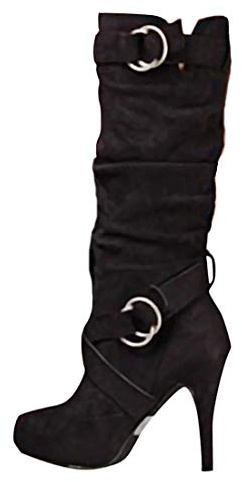 Minetom Femmes Bas Bottes Au Dessus Du Genou Fête Extensible Bloque Talon Moyen Taille Noir 38 EU