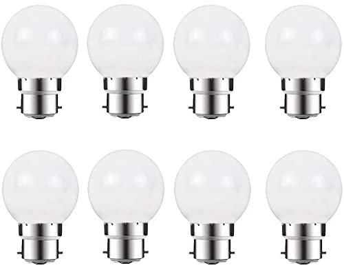ZFQ 2W Ampoule LED, Globe G45 Culot B22, Imperméable, Guirlande Lumineuse Intérieur et Extérieur pour Noël, Halloween, Décoration de Fête de Mariage, AC 220-240V, 8 Paquets