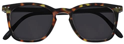OPULIZE Bex Sonnen Leser Brille Groß Quadrat Cool Designer Rahmen Federscharniere Kratzfeste Getönte Linse UV400-Schutz Braun Schildpatt Mattschwarz Bügel Herren Damen S64-2 +2.50