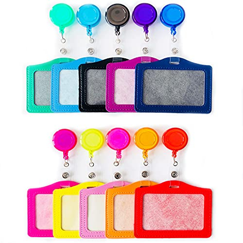 10 Pezzi Porta Badge, Retractable Badge Reel Clip, ID Card Holder Name Tag Holders, per Attività Commerciali, Uffici, Carte D'identità, Badge Nominativi (10 Colori)