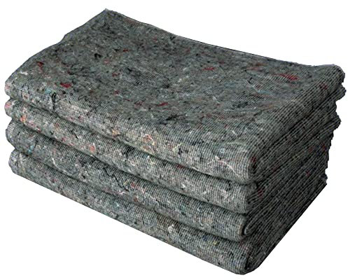 Triplast Pack of 4 x Removal Blankets (150cm x 200cm) | Heavy Duty Wool Mix Fabric Blanket | Ideal for Furniture Protection, Transit Van Use, Moving, Packing & Storage, Grey / Brown