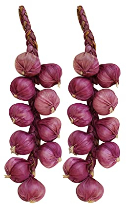 künstliches Knoblauch Gemüse Fotografie Prop Kunstobst Kunstgemüse Hänger künstliches Obst Gemüse Dekoration Realistisch Gefälschtes Gemüse Deko für Home Kitchen Farm Party Wanddekoration Violett