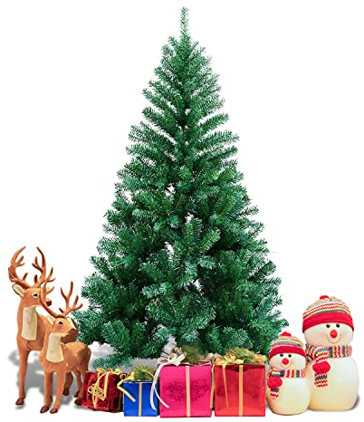 Ikodm Weihnachtsbaum Künstlich 150CM, Tannenbaum Künstlich mit Metallständer, Christbaum Tree PVC Nadeln 350 Spitzen, Künstliche Weihnachtsbäume für Zuhause, Büro (Grün)