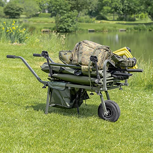 Atlas Carp Fishing Barrow Trolley - Angelkarre für den Transport von Angelgeräten | Angelwagen auf Rädern Heavy Duty | Zusammenklappbarer Wagen mit Rädern