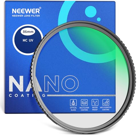 NEEWER 86mm MC Filtre de Protection UV 24 Couches Multi-revêtements Nano résistants/Verre Optique HD/Hydrofuge/résistant aux Rayures/Alliage d'aluminium Cadre Ultra Fin/Filtre Ultraviolet.