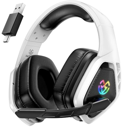 Tatybo Wireless Gaming Headset for PC, Ps5, Ps4, 2.4 Ghz USB & Type-C Gaming Headphones with Microphone, 30H Battery Bluetooth Headphones for Switch, Laptop, Mobile, Mac