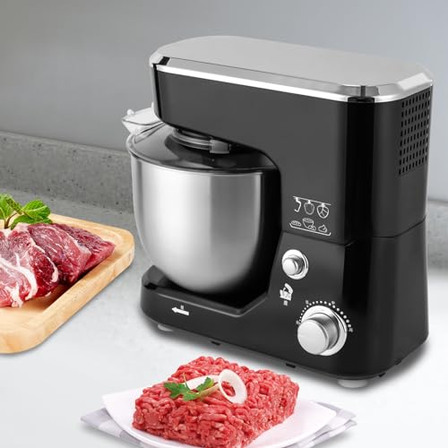 Frullatore da cucina 3 in 1, 1000 W, 5 l, 1,1 gal, frullatore elettrico ad alte prestazioni, 3 marce, per cucina, ristorante, pasticceria con gancio per purea, frusta, spatola