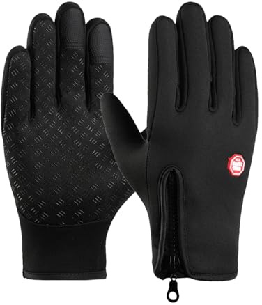 Holdes Guantes de nieve para hombre, guantes de snowboard, guantes impermeables a prueba de viento, guantes unisex con forro suave y diseño de cremallera, equipo de pesca para actividades al aire