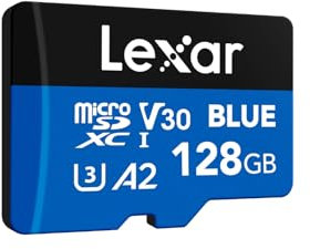 Lexar Blue Scheda Micro SD 128GB, fino a 160 MB/s in lettura, scheda microSDXC UHS-I, C10, U3, V30, A2, video Full-HD e 4K, scheda di memoria ad alta velocità per smartphone/tablet/action camera