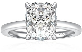 JALOKIVI 3CT 925 Sterling Silver Engagement Rings for Women Elongated Cushion Cut Solitaire Cubic Zirconia Wedding Rings for Women Promise Rings for Her Silver Size 4.5