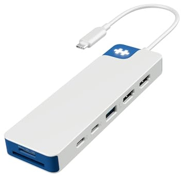 HyperDrive Flex 9-in-1 USBC Docking Station Dual Monitor HDMI Hub — 2 HDMI 4K60Hz, 100W PD USB C, 2 USB-C 5Gbps, USB-A, SD/microSD, Audio Jack — Blue