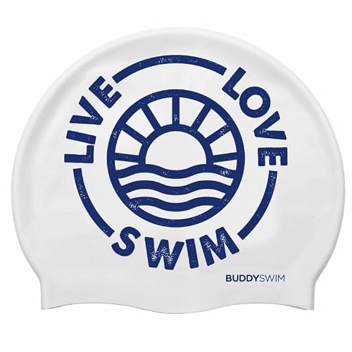 BUDDYSWIM Bonnet de Bain en Silicone pour Piscine ou Eau Libre pour Homme ou Femme. Convient aux Cheveux Longs. Résistant et Hydrodynamique, Couleur Vive pour Une Bonne Visibilité