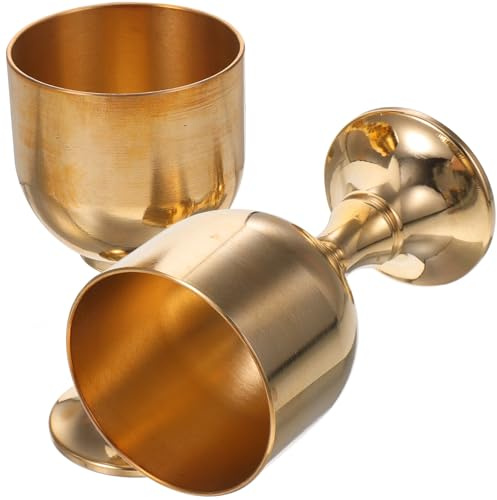SAFIGLE 2 piezas Copas de Licor de Latón Vintage Vaso Tradicional Multifuncional para Bebidas Espirituosas Decoración Retro para Hogar y Fiesta