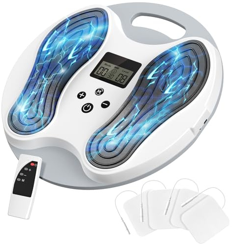 Medic Circulation Blood Booster for Feet and Legs, EMS & TENS Foot Massager, 10 Modes & 20 Intensity Levels for Neuropathy Pain Relief, 4 Electrode Pads, Gifts for Men Women Elderly