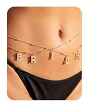 Gold Bride Waist Chain for Women: Belly Body Chain Jewelry Waterproof for Stomach Belt Hip, Adjustable Party Accessories Hypoallergenic Surgical Stainless Steel 5A Cubic Zirconia 18K Gold