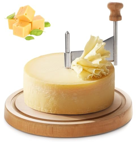 SWEWARM Tête de Moine - Juego de rizador de queso giratorio con base de madera, rallador manual de chocolate y queso de acero inoxidable para el hogar, cocina, restaurante y cafetería