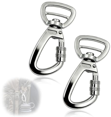 Ztolbriy Mousqueton Laisse Chien - 2pcs en Alliage de Zinc Argenté, Mousquetons Pivotants 360°, Clip à Ressort pour Collier Animal et Alpinisme