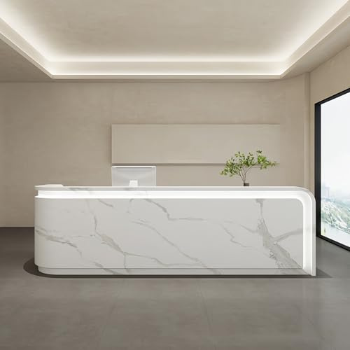 Receptionsdisk, detaljhandel räknare, 100 tum boxdisk för skönhetssalong, kontor, butik eller lobby, med dold LED-belysning, levereras i en s