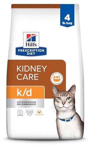 Hill's Prescription Diet k/d Kidney Care Dry Cat Food, Chicken, 4 lb. Bag