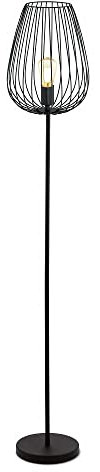 Eglo Lampada da terra Newtown, piantana vintage a uno punto luce, lampada a stelo retrò in acciaio, nero, E27, incl interruttore a pedale