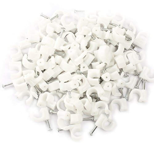 Bluesky RG6 RG59 Cable Clip Attach to Wood,Concrete,Brick,Masonry, Plaster Black /White 100 pieces (white)