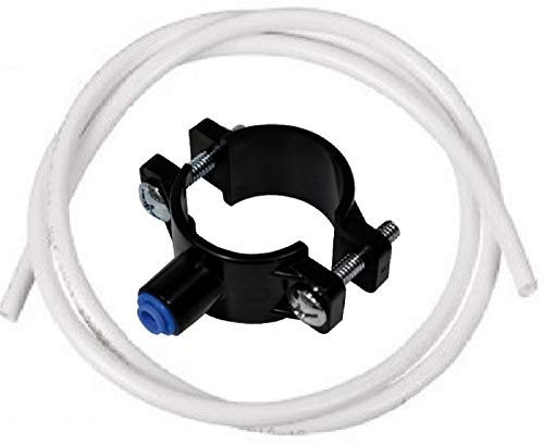 Universal Abwasser Abfluß Set bestehend aus 5 m Wasser Anschluss Schlauch 1/4 (6mm) und einer Rohrschelle 1/4 Zoll Klammer Schelle für Osmoseanlage Umkehrosmose Wasserfilter Wasserhahn - Adapter Wasseranschluss Fitting Osmose Filteranschluss Filter Anlage
