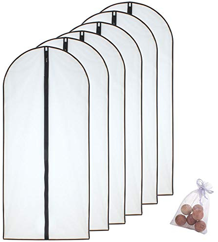HomeClean Mottenfeste Kleidersäcke 60cm x 153cm (6er Packung) Schwarze durchgehende Reißverschlusstaschen mit Zedernkugeln für das viel längere Hochzeitsabendkleid