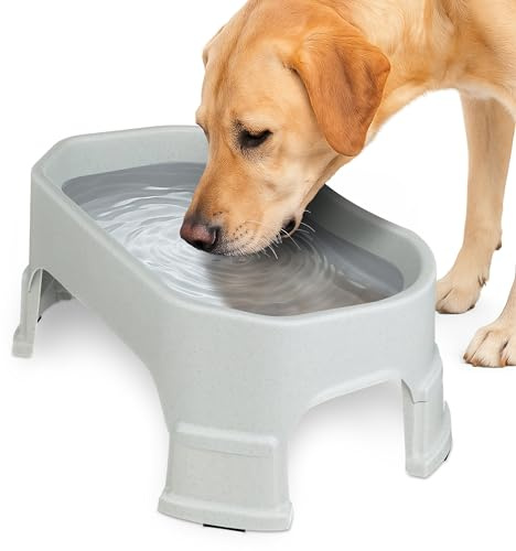 Neater Pet Brands Extra Large Water Bowl for Dogs, Elevated Outdoor Dog Water Bowl (1.25 Gallon XL Capacity), Big Trough Style Food Dish for Indoors or Outside, No Spill Large Dog Bowls, Vanilla Bean
