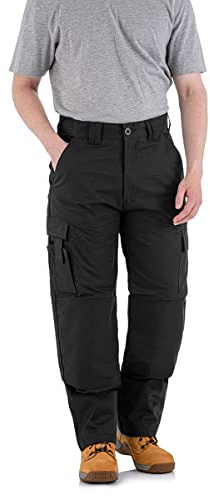 WrightFits Falcon Work Trousers Men - Heavy Duty Work Pants for Men Durable Trademens Workwears - Cargo Combat Trousers Triple Stiching Multi Pocket Kneepad Pocket 38/33 Black