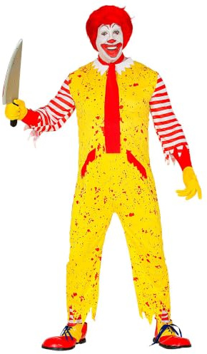 Widmann – Kostym McKiller Clown, Overall, strumpor utan fötter, halsduk, temafest, halloween
