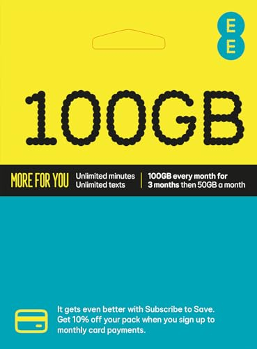 EE 150GB Data Sim includes £20 pre-paid credit, 150GB Data, Unlimited Minutes & Unlimited Texts