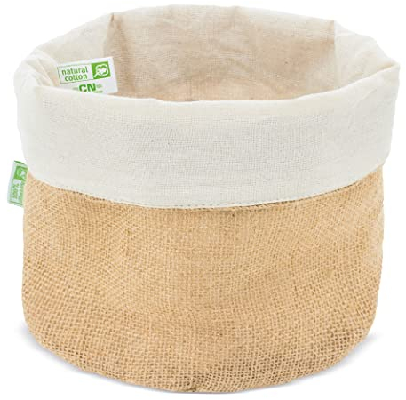 My Custom Style Cesto, Cestino, Sacchetto Porta Pane in Juta Naturale e Cotone