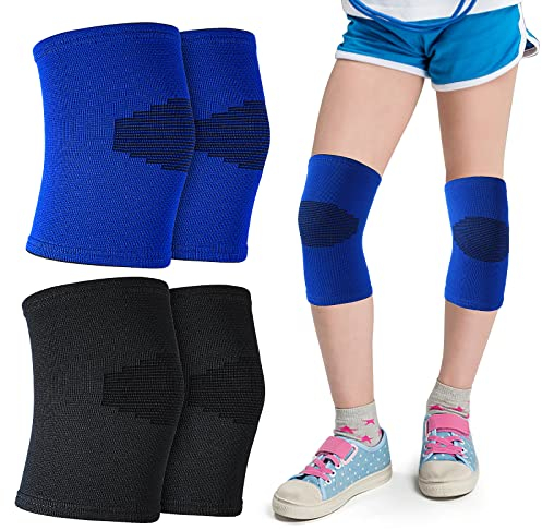 Yolev 2 Paar Kinder Knieschützer Strapazierfähige Gelenk Kniebandage Kompressions Beinmanschetten Bequeme Atmungsaktive Kniebandagen für Mädchen Jungen Basketball Volleyball Sport