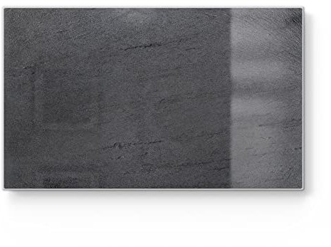 DEQORI Frühstücksbrett Glas | klein 23x14 cm | Motiv Schiefertafel Stein-Optik | Design Schneidebrett für Küche | Frühstücksbrettchen antibakteriell & rutschfest | Glasplatte & Servierplatte