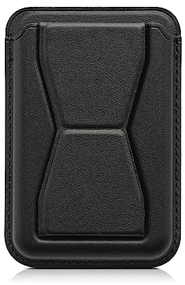 kwmobile Tarjetero Adhesivo para Movil - Porta Tarjetas de Cuero Sintético con Función de Soporte para Smartphone