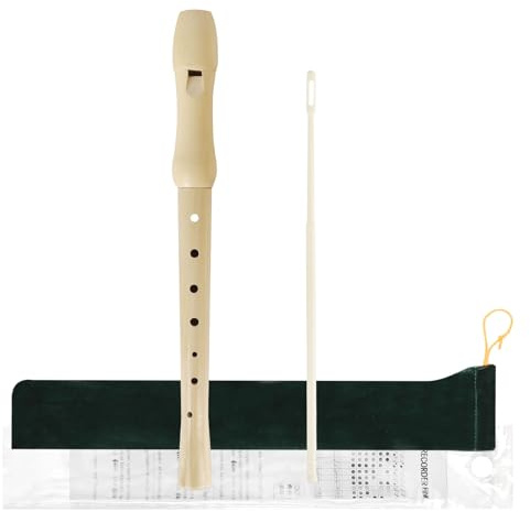 Mr.Power Maple Wooden Soprano Recorder, C Key German Style Fingering 8 Holes 2 Piece School-Approved Musical Instrument Pupil Student Educational (Wood Color)