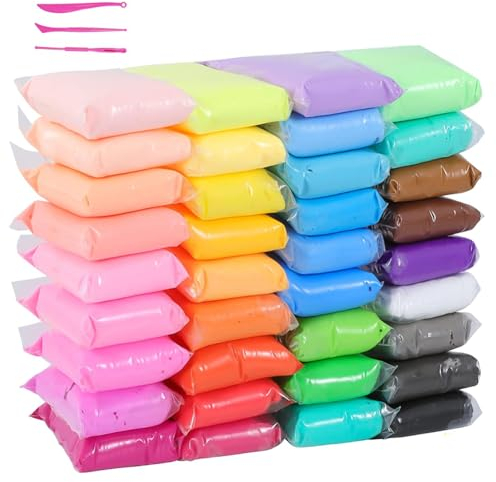 36 Colours DIY Air Dry Clay, Ultralight Children's Clay, Modelling Clay Kit, Air-Drying Modelling Clay, Soft Stretchy DIY Clay, Air-Dry Magic Clay, for School Nursery Children from 3 Years