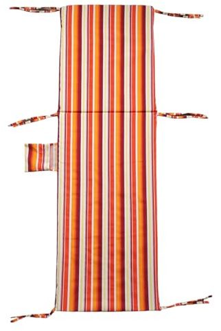 fashion home Pagano Cuscino per Lettino Prendisole da Giardino - materassino da Esterno - Lettino per Giardino con Laccetti multirighe 60x190 cm