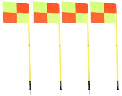 Tbest Drapeaux d'angle de Terrain de Football, Ensemble de Drapeaux d'angle de Football, Poteaux d'agilité de Portables Haute visibilité avec 4 Carrés, 4 Pièces 2