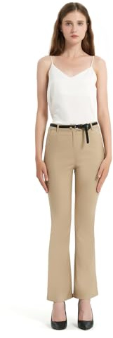 GLOWELFA Pantalones de vestir para mujer Pantalones de negocios casuales de corte recto y acampanado para el trabajo