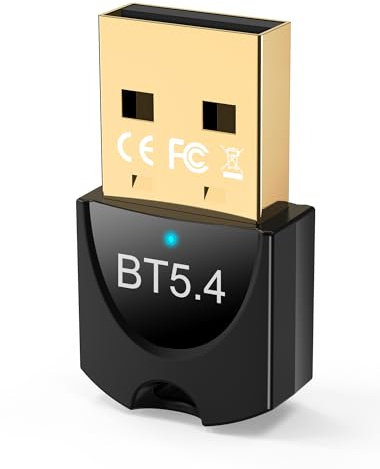 gliship 5.4 USB Bluetooth Adapter for PC, Dual Mode (BLE+EDR) Plug & Play, Up to 7 Devices, Compatible with Windows 11/10/8.1