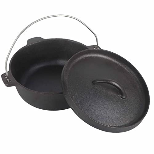 Pentola In Ghisa, Calderone In Ghisa Pentola Da Forno Olandese Con Coperchio Con Manico Circolare In Ghisa Pre Stagionato Previene Il Bastone Per Il Campeggio Picnic