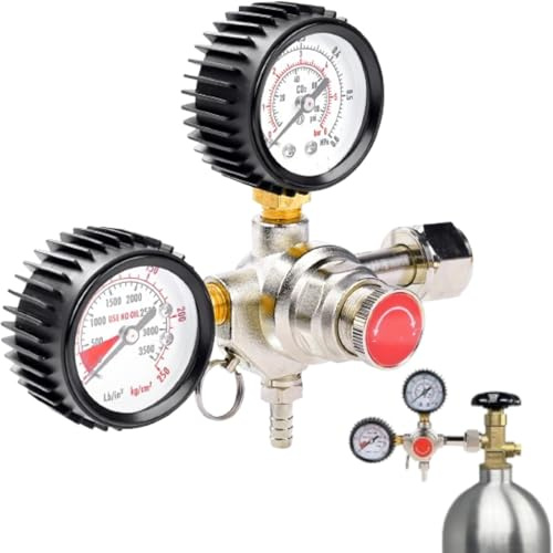 Ticfox Détendeur Bière Régulateur de Pression CO2, avec Double Manomètre | en Alliage de Cuivre et d’aluminium, Raccord W21,8 x 1/14, pour Distributeurs de Bière, Brassage de Bière, Tireuse à Bière