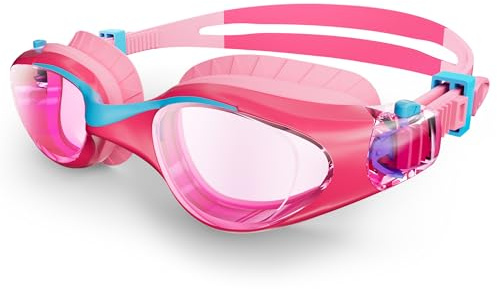 HIGAHY Kids Swimming Goggles - Adjustable Anti Fog Swimming Goggles Kids 6-14 years, UV Resist Junior Swim Goggles, Wide Clear Vision and Anti-Leak for Boys Girls