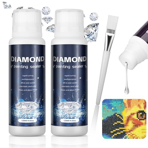 Diamond Painting Sealer 2 Bottles, 240 Ml Transparent Sealing Adhesive for Fixing and Adding Shine to Diamond Paintings, with 1 brush