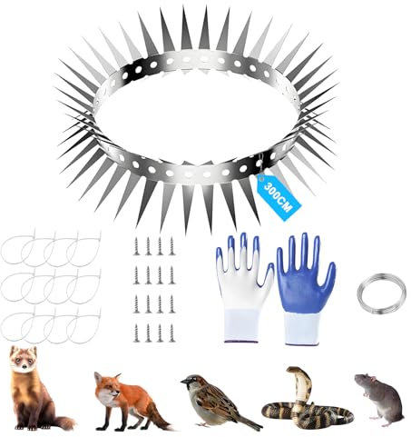 Zyluniy Pic Anti Chat Protection Contre Les Martres, 300cm Anti Fouine, Ceinture Anti Chats pour Arbre et Gouttière Piege a Fouine Ratons Laveurs Chats pour Toit, Gouttière et la Maison