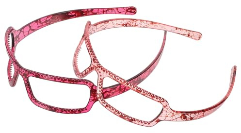 BAZEITFLOW Bandeaux Pour Femmes Accessoires Pour Cheveux Lot De 2 Tailles Universelles Design Lunettes Couleurs Rose Clair Et Rouge Foncé Polyvalents Pour Se Laver Le Visage Et Fêtes