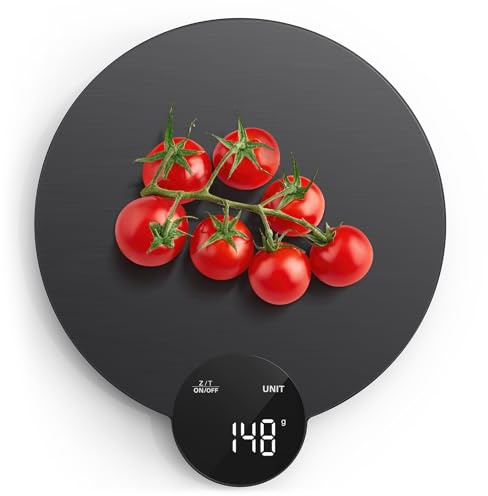Ultrean Balanza Redonda de precisión de 1 g/0,1 oz, báscula digital de cocina con pantalla LED HD, acero inoxidable, para cocinar y hornear
