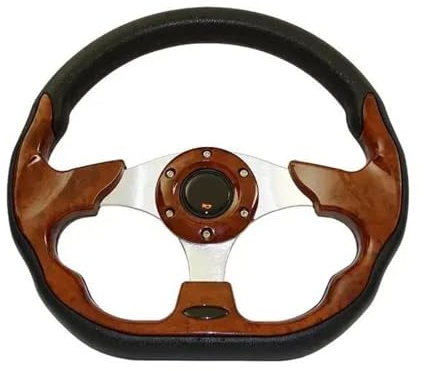 VAHAKKRMVM Volant Sport Universel Pour Voiture Course Avec Bouton Klaxon 13 Pouces 320 Mm(Bois)